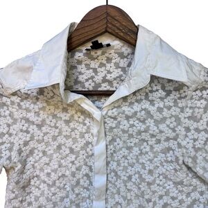 Worth New York White Embroidered Floral Button Down Women's Cardigan Size 2